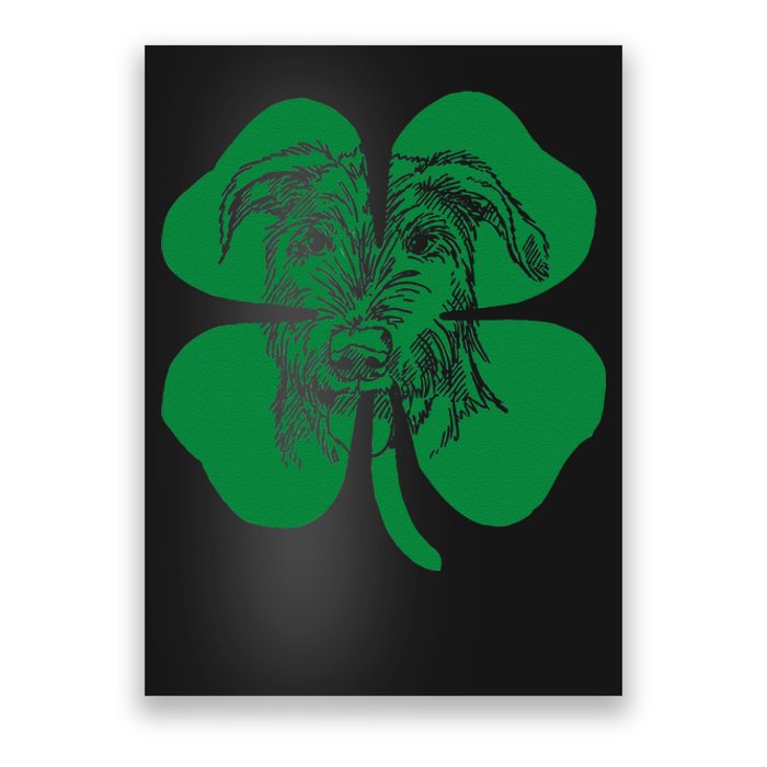 Irish Wolfhound Face Head Green Shamrock Saint Patrick's Day Poster