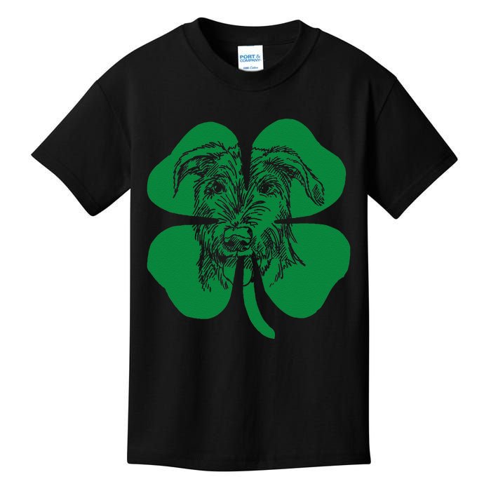 Irish Wolfhound Face Head Green Shamrock Saint Patrick's Day Kids T-Shirt