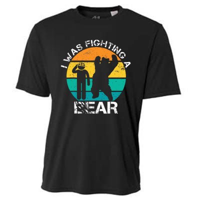 I Was Fighting A Bear Funny Head Injury Concussion Retro Cooling Performance Crew T-Shirt