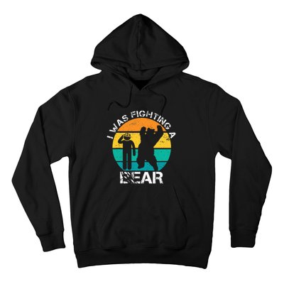 I Was Fighting A Bear Funny Head Injury Concussion Retro Hoodie