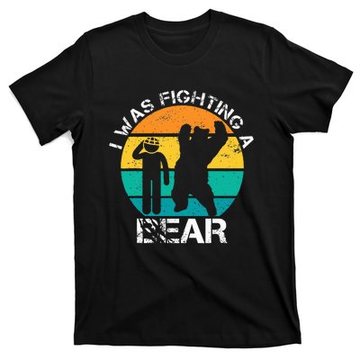 I Was Fighting A Bear Funny Head Injury Concussion Retro T-Shirt