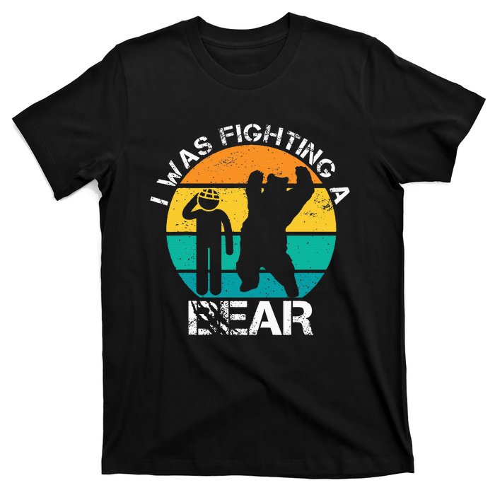 I Was Fighting A Bear Funny Head Injury Concussion Retro T-Shirt