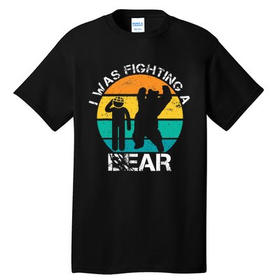 I Was Fighting A Bear Funny Head Injury Concussion Retro Tall T-Shirt