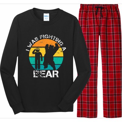 I Was Fighting A Bear Funny Head Injury Concussion Retro Long Sleeve Pajama Set