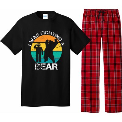 I Was Fighting A Bear Funny Head Injury Concussion Retro Pajama Set