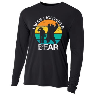 I Was Fighting A Bear Funny Head Injury Concussion Retro Cooling Performance Long Sleeve Crew