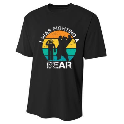 I Was Fighting A Bear Funny Head Injury Concussion Retro Performance Sprint T-Shirt