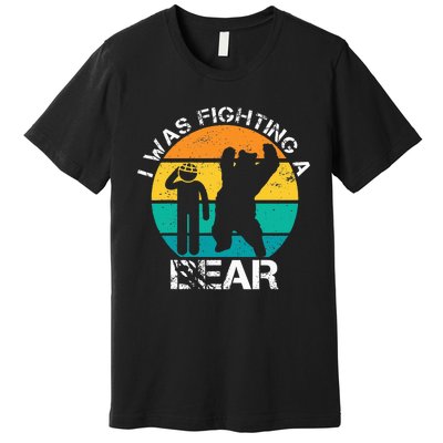 I Was Fighting A Bear Funny Head Injury Concussion Retro Premium T-Shirt