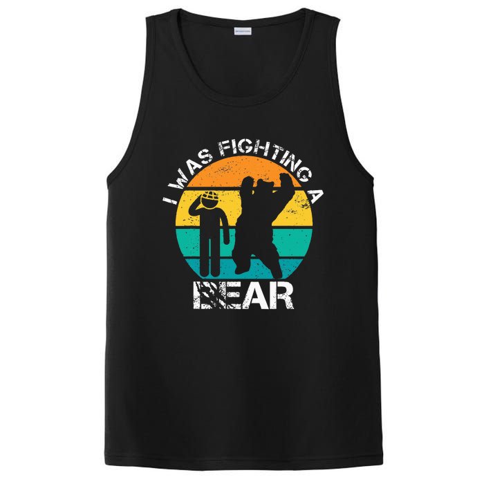 I Was Fighting A Bear Funny Head Injury Concussion Retro PosiCharge Competitor Tank