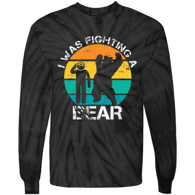 I Was Fighting A Bear Funny Head Injury Concussion Retro Tie-Dye Long Sleeve Shirt