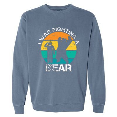 I Was Fighting A Bear Funny Head Injury Concussion Retro Garment-Dyed Sweatshirt