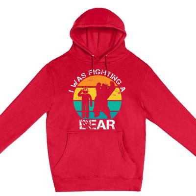 I Was Fighting A Bear Funny Head Injury Concussion Retro Premium Pullover Hoodie