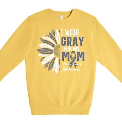 I Wear Gray For My Mom Brain Tumor Awareness Ribbon Sunflowe Great Gift Premium Crewneck Sweatshirt