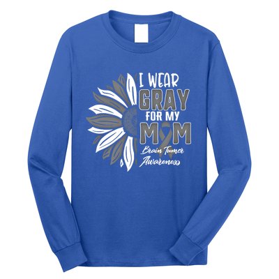 I Wear Gray For My Mom Brain Tumor Awareness Ribbon Sunflowe Great Gift Long Sleeve Shirt