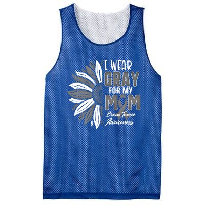 I Wear Gray For My Mom Brain Tumor Awareness Ribbon Sunflowe Great Gift Mesh Reversible Basketball Jersey Tank