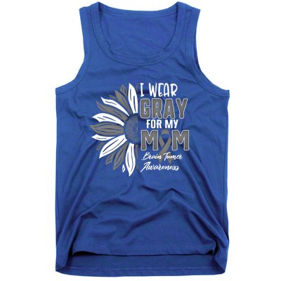 I Wear Gray For My Mom Brain Tumor Awareness Ribbon Sunflowe Great Gift Tank Top