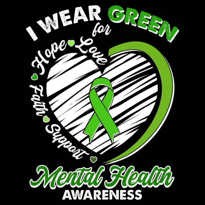I Wear Green For Mental Health Awareness Love Hope Faith Support Doggie Tank
