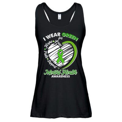 I Wear Green For Mental Health Awareness Love Hope Faith Support Ladies Essential Flowy Tank
