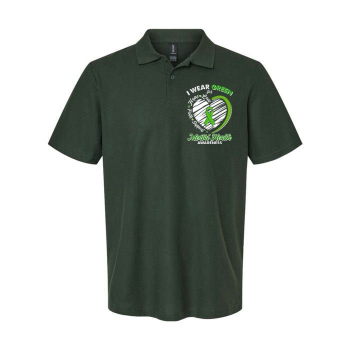 I Wear Green For Mental Health Awareness Love Hope Faith Support Softstyle Adult Sport Polo