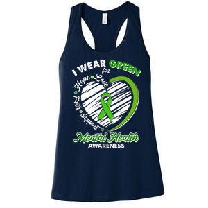 I Wear Green For Mental Health Awareness Love Hope Faith Support Women's Racerback Tank