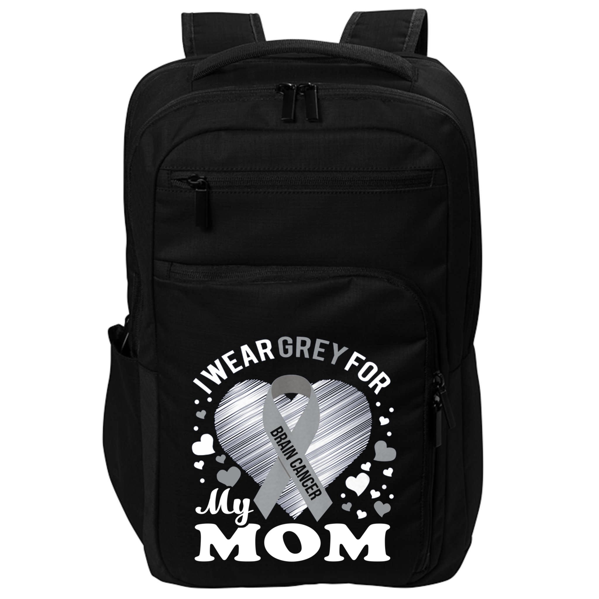 I Wear Grey For My Mom Gift Brain Cancer Awareness Gift Impact Tech Backpack