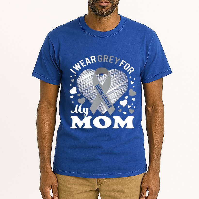 I Wear Grey For My Mom Gift Brain Cancer Awareness Gift Tall T-Shirt