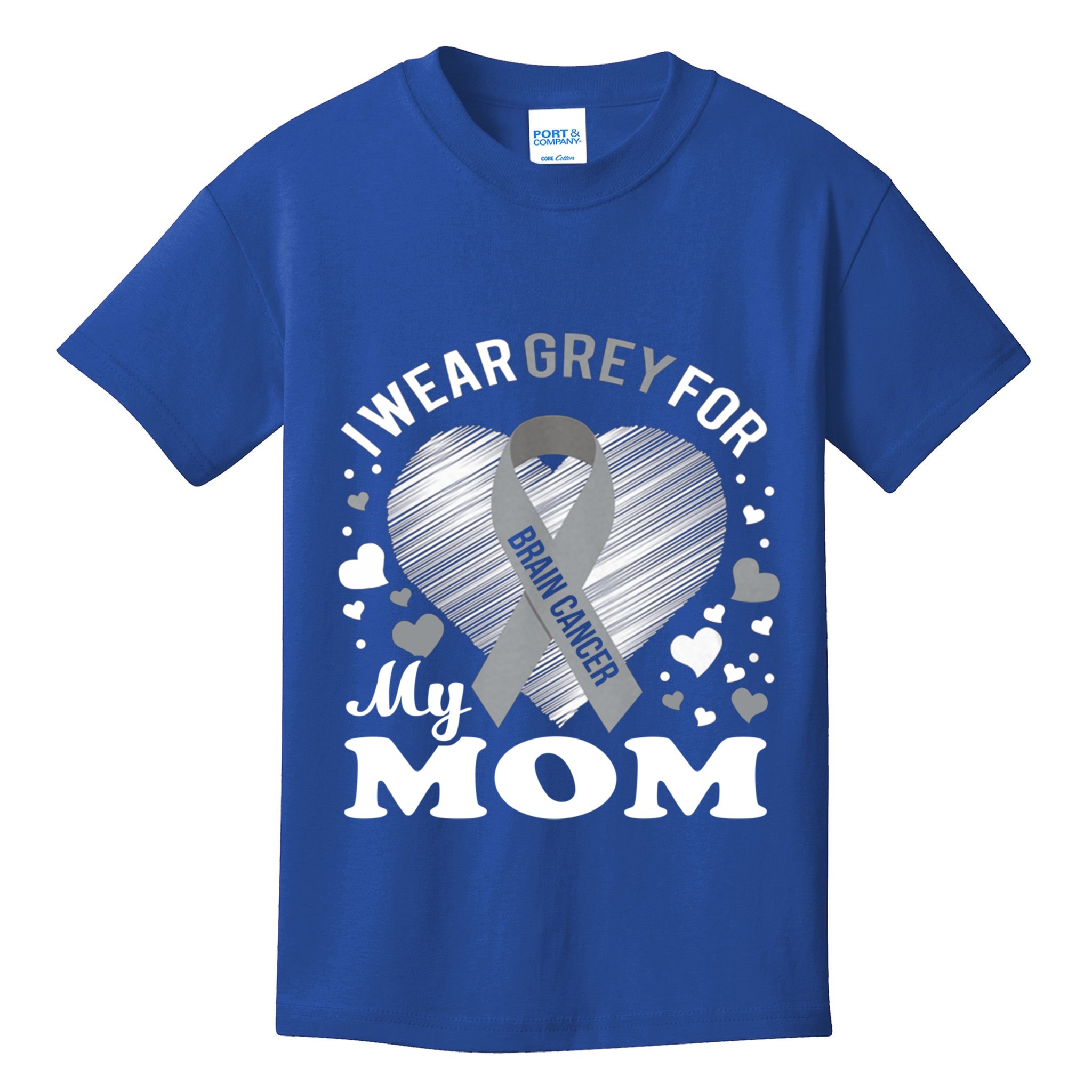 I Wear Grey For My Mom Gift Brain Cancer Awareness Gift Kids T-Shirt
