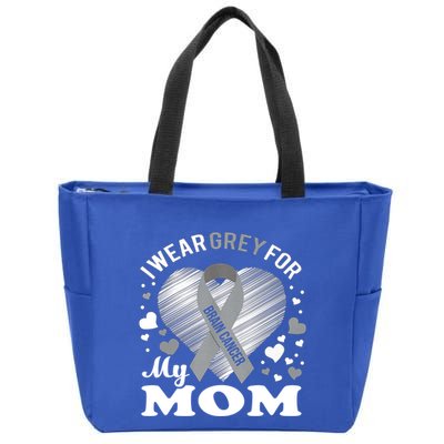 I Wear Grey For My Mom Gift Brain Cancer Awareness Gift Zip Tote Bag