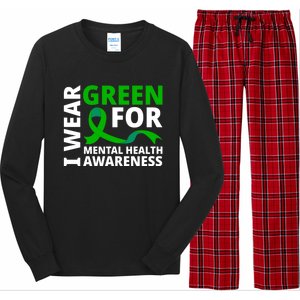 I Wear Green Ribbon Cute Gift Tal Health Awareness Month Gift Long Sleeve Pajama Set