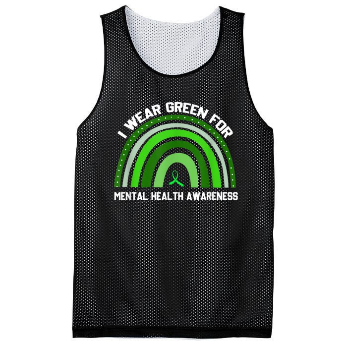 I Wear Green For Mental Health Awareness Mesh Reversible Basketball Jersey Tank