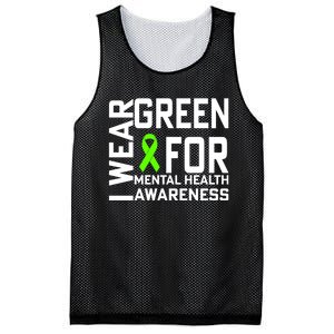 I Wear Green For Mental Health Awareness Month Mesh Reversible Basketball Jersey Tank