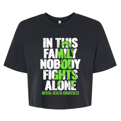 I Wear Green Ribbon Fight The Stigma Tal Health Awareness Great Gift Bella+Canvas Jersey Crop Tee