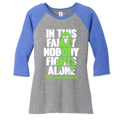 I Wear Green Ribbon Fight The Stigma Tal Health Awareness Great Gift Women's Tri-Blend 3/4-Sleeve Raglan Shirt