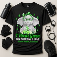 I Wear Green For Mental Health Awareness Ribbon Elephant Cooling Performance Crew T-Shirt