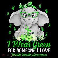 I Wear Green For Mental Health Awareness Ribbon Elephant Sustainable Bucket Hat