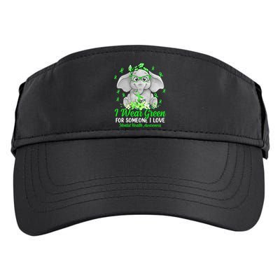 I Wear Green For Mental Health Awareness Ribbon Elephant Adult Drive Performance Visor