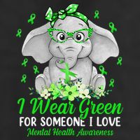 I Wear Green For Mental Health Awareness Ribbon Elephant Adult Drive Performance Visor