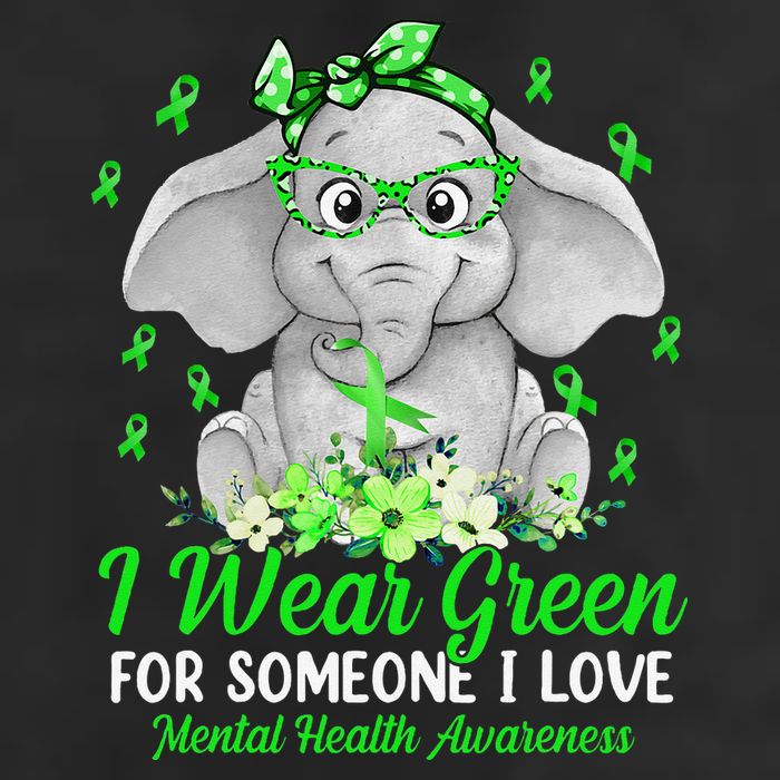 I Wear Green For Mental Health Awareness Ribbon Elephant Adult Drive Performance Visor