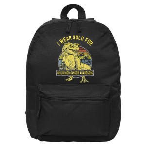 I Wear Gold For Childhood Cancer Awareness Dinosaur 16 in Basic Backpack