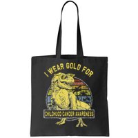 I Wear Gold For Childhood Cancer Awareness Dinosaur Tote Bag