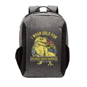 I Wear Gold For Childhood Cancer Awareness Dinosaur Vector Backpack