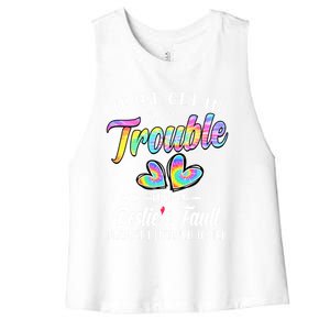 If We Get In Trouble ItS My BestieS Fault Tie Dye Colorful Gift Women's Racerback Cropped Tank