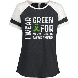 I Wear Green For Mental Health Awareness Month Enza Ladies Jersey Colorblock Tee