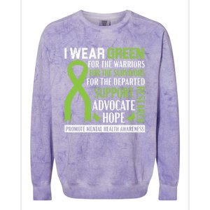 I Wear Green Tal Health Awareness Fight The Stigma Gift Colorblast Crewneck Sweatshirt