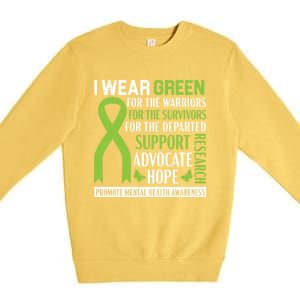 I Wear Green Tal Health Awareness Fight The Stigma Gift Premium Crewneck Sweatshirt