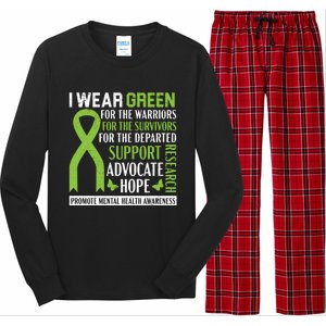 I Wear Green Tal Health Awareness Fight The Stigma Gift Long Sleeve Pajama Set