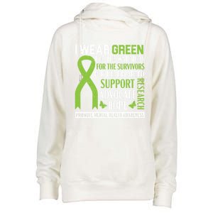 I Wear Green Tal Health Awareness Fight The Stigma Gift Womens Funnel Neck Pullover Hood