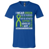 I Wear Green Tal Health Awareness Fight The Stigma Gift V-Neck T-Shirt