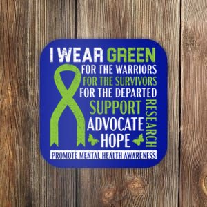 I Wear Green Tal Health Awareness Fight The Stigma Gift Coaster