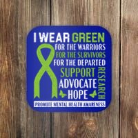 I Wear Green Tal Health Awareness Fight The Stigma Gift Coaster